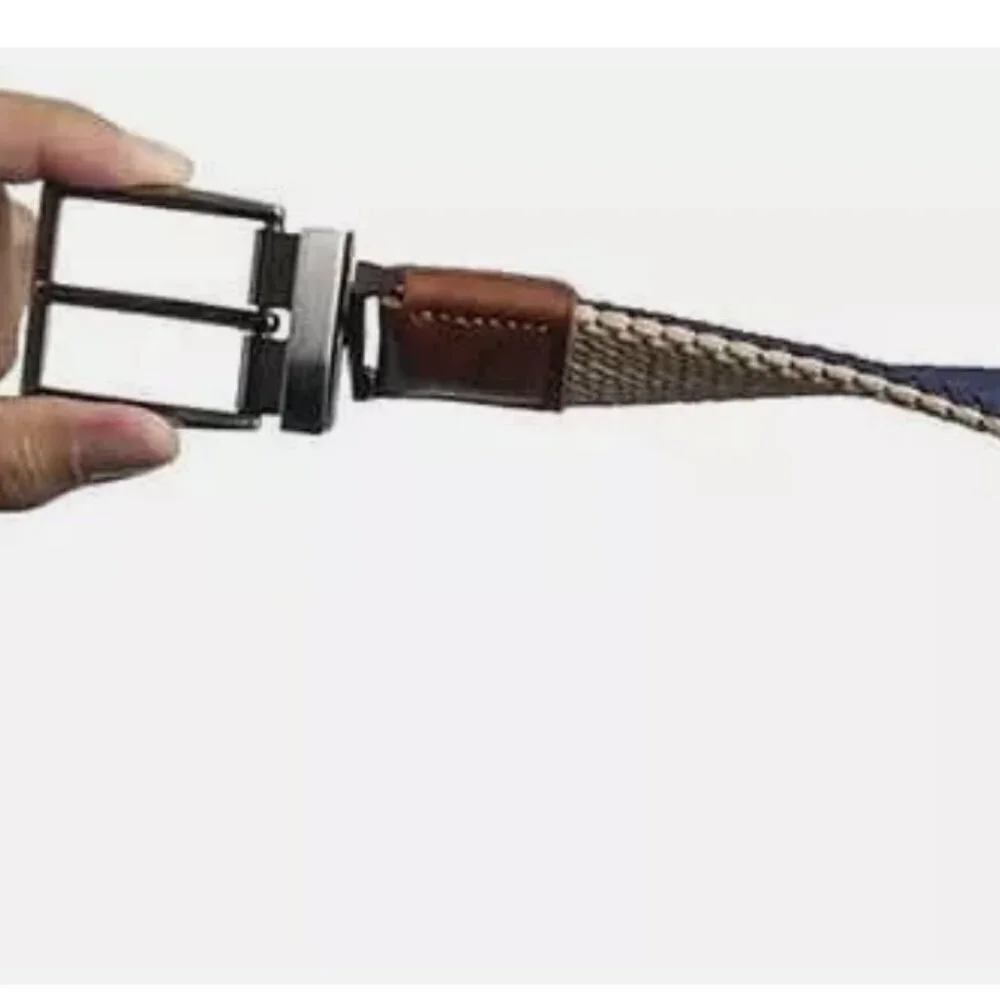 Tommy Bahama Men's Braided  Reversible Stretch Belt  Navy/Khaki Size: L/XL 38-42